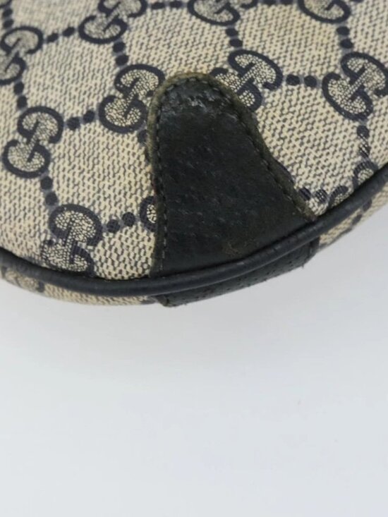 GUCCI GG Supreme Sherry Line Shoulder Bag PVC Navy Gold 72  GUCCI GG Supreme Sherry Line Shoulder Bag PVC Navy Gold Auth